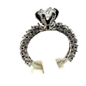 Vintage Silver Tone CZ Statement Ring: Bridal Pavé Band, Size 6